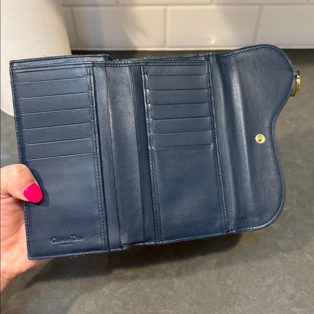 CHRISTIAN DIOR Trotter Saddle Flap Canvas Wallet